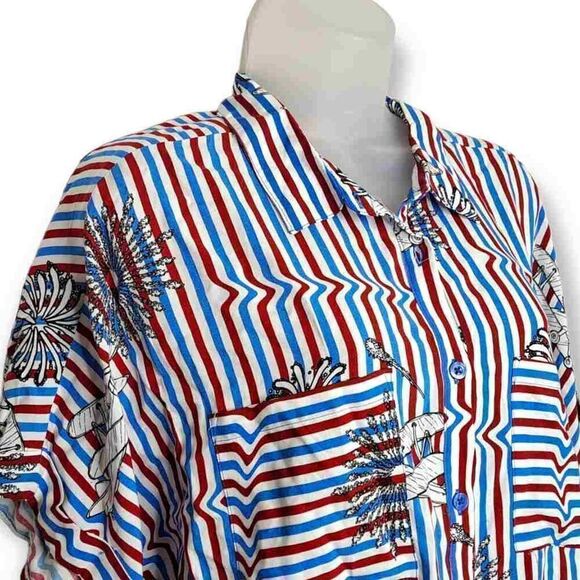 Lularoe Amy Striped Button Down Blouse size Medium - Picture 3 of 6